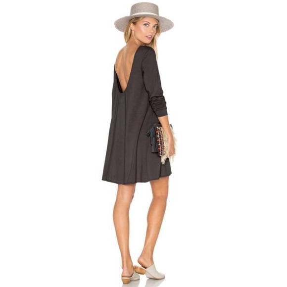 Chaser Dresses & Skirts - Chaser NWT Open Back Pocket Long Sleeve Shift Tee Dress Smokey Size Medium CW659